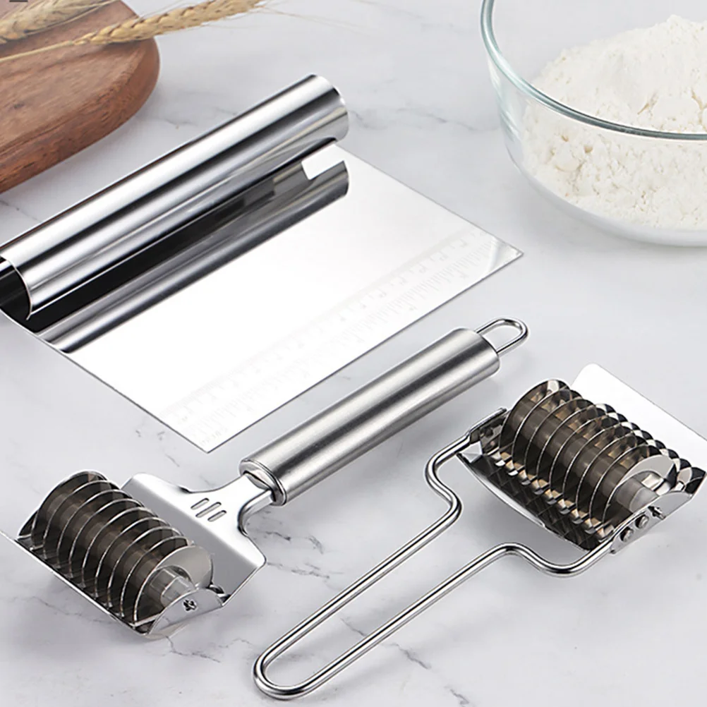 3 Pcs Noodles Making Tools Cut Stainless Steel Dough Cutters Section Bread Slicer