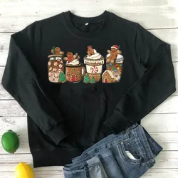 Gingerbread Christmas Coffee Shirt coffee Sweatshirt Coffee Lover gift Latte drink Crewneck women sweater Streetwear harajuku