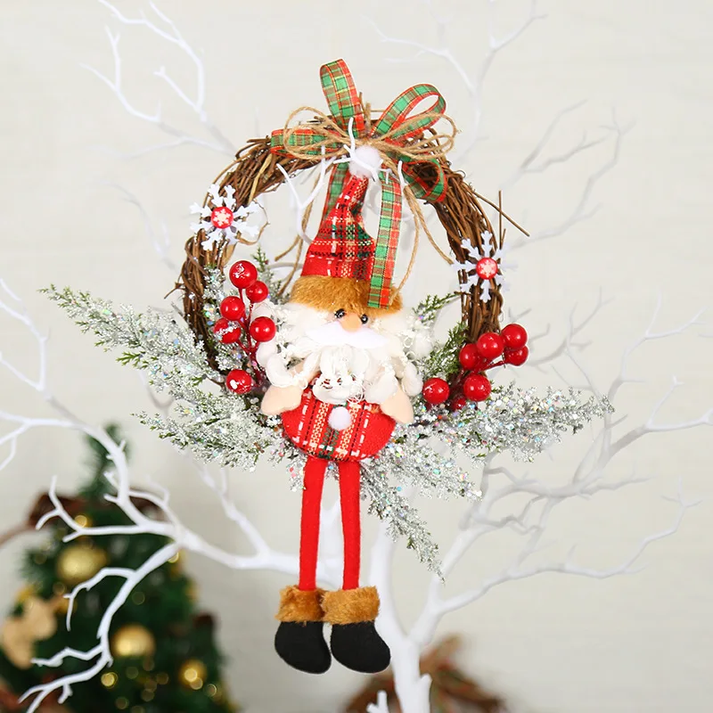 1pc Christmas Wreath Snowman Santa Claus Elk Window Wall Door Decor Home Hotel ShoppingMall Holiday Christmas Decoration Pendant