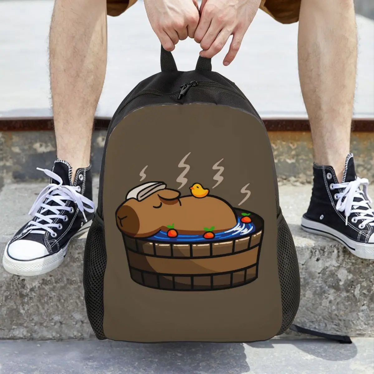 

Рюкзак с рисунком капибары (1 шт.), вместительный, для детей, школьный рюкзак, сумка через плечо для мужчин и женщин