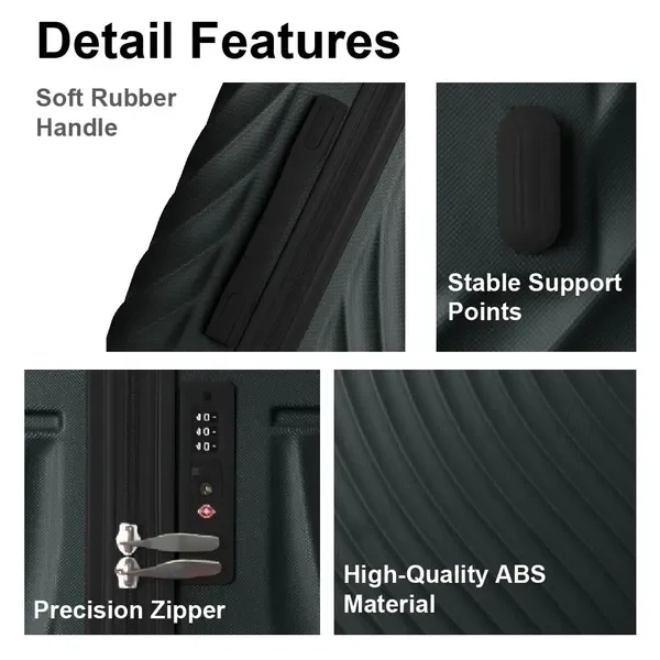 3개 세트 ABS 하드쉘 여행가방 세트 회전 바퀴 TSA 잠금장치 (20''/24''/28'') 다크 그린