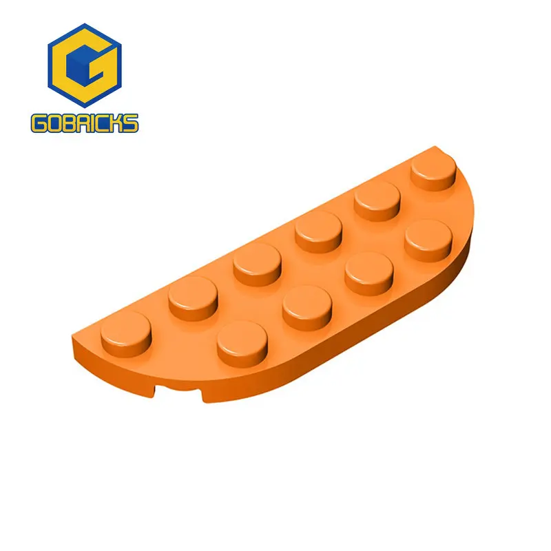 Gobricks 10PCS Bricks Plate Round Corner 2 x 6 Double Compatible With 18980 Toys Assembles Building Blocks Technical Parts