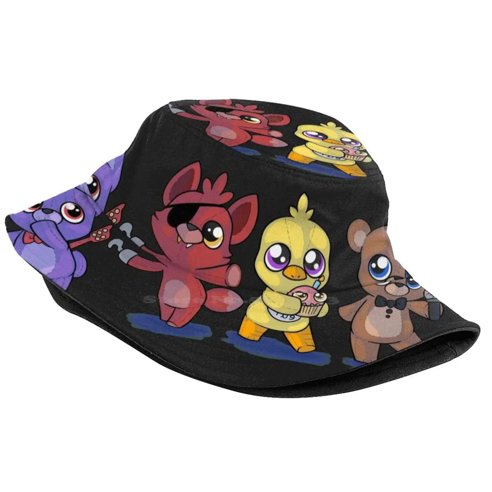 The Plush Gang Sun Cap Fisherman Hat Bucket Hats Fnaf Freddie Chica Bonnie Foxy Geek Gaming Cute Plush