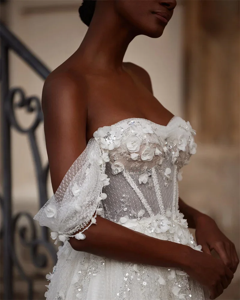 Robe de mariée élégante sans manches, ligne a, dentelle, épaules dénudées, Style sol, personnalisation