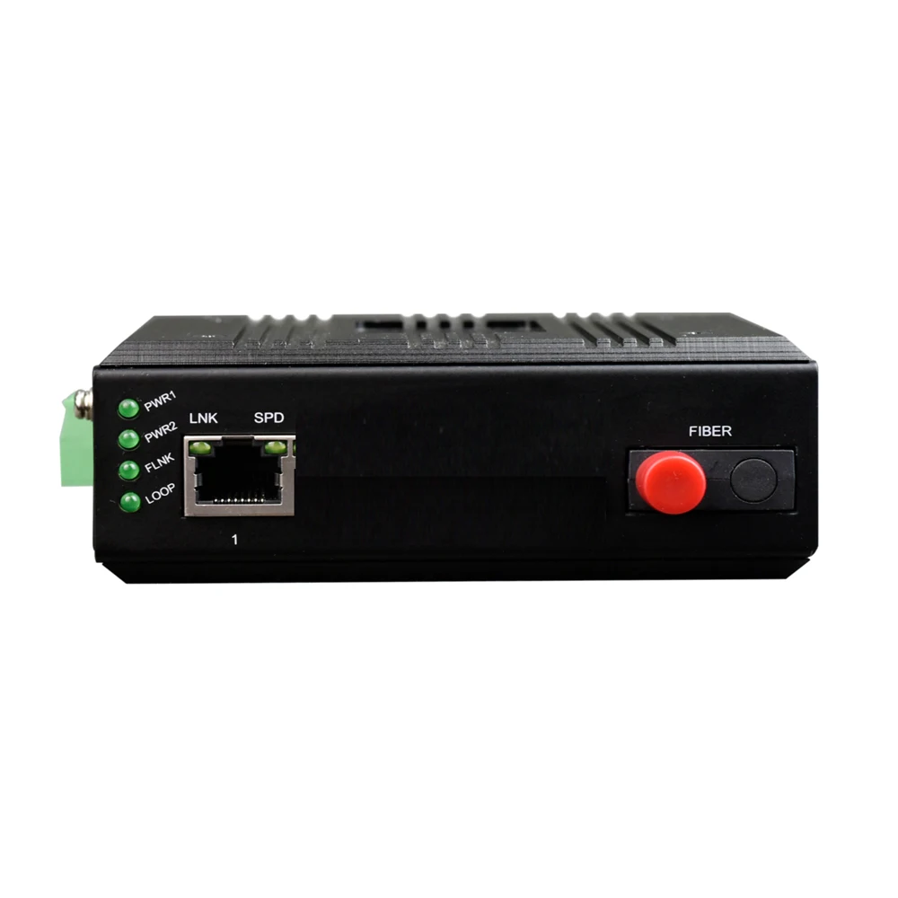 Din Rail Industrial Grade 1 Port 10/100M Ethernet to Optical Fiber Media Converter with Redundant Dual DC Power