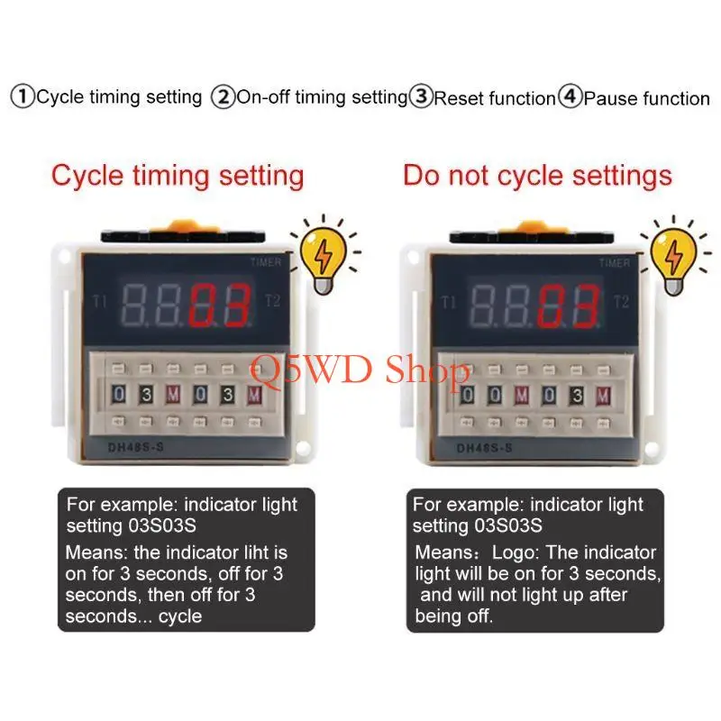 

Q5WD DH48S-S управление цикла NO NC для реле задержки с базовым DC12V/24V/AC220V/380V