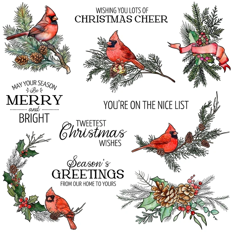 Winter Branches Birds Clear Stamps Christmas DIY Scrapbooking Supplies Silicone Stamp For Card Making Albums Decor