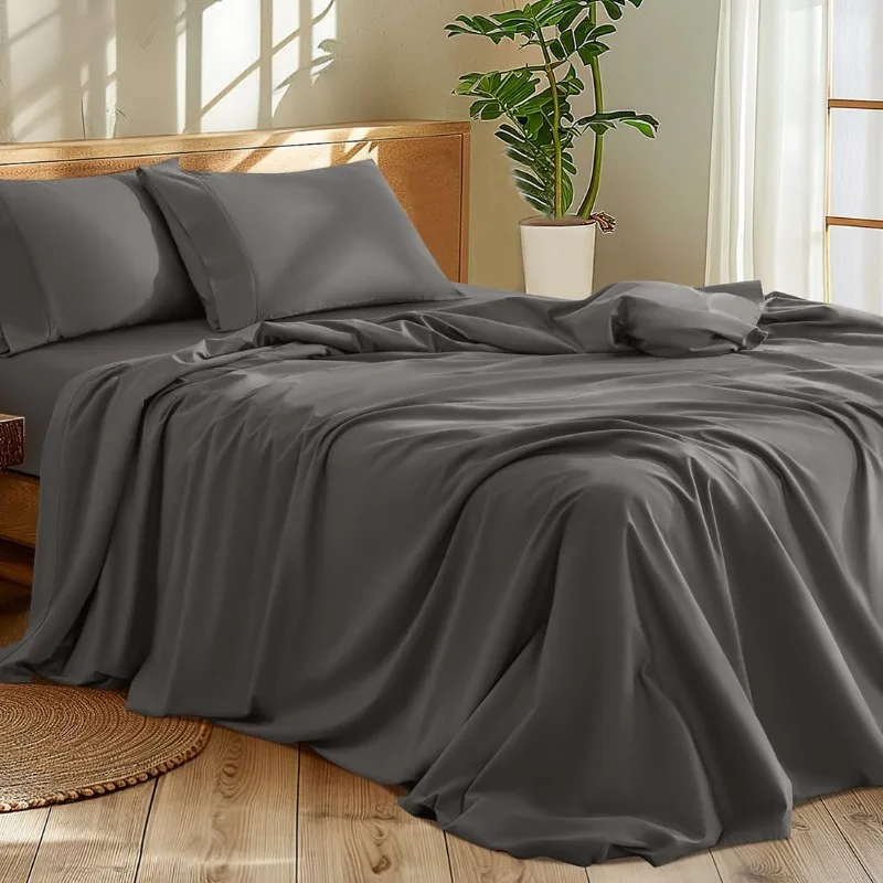 Luxury 100% Egyptian Cotton Bed Sheets，5-Star Hotel Quality Sheets, Breathable & Cooling, 16 Inch Deep Pocket - 4 Piece