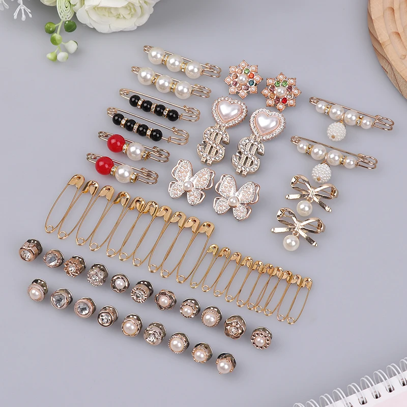 Charms For Socks Safety Pins 58pcs Brooches And Pins For Women Gold Junk Sock Charms Pins Jewelry Accessories Bulk Rhineston