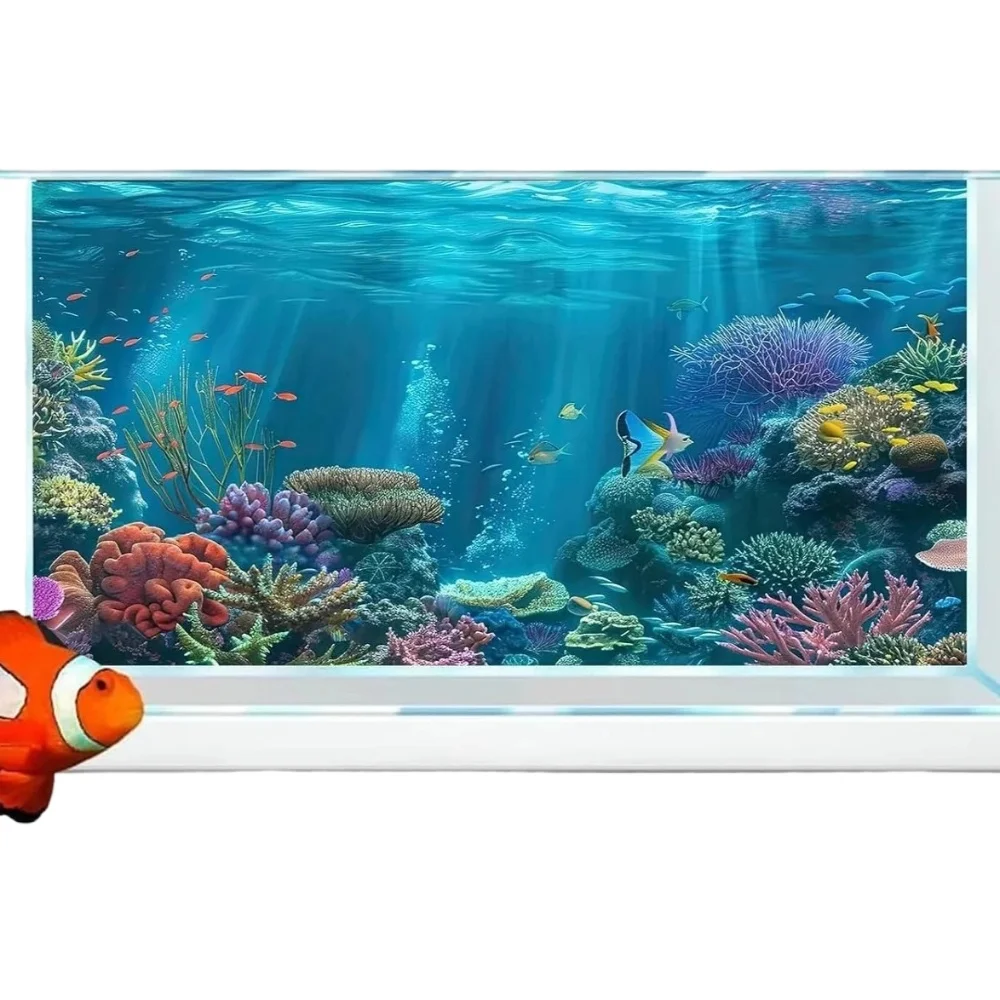 Farbenfroher Unterwasser-Aquariumhintergrund, Selbstklebende Aquarium-Aufkleber, Aquarium-Landschaftsdekoration