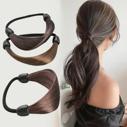 Lifelike Wig Braided Hair Band for Women Pigtail Type Rubber Bands Korean Hair Ring for Girl Hair Extension Ponytail Holder