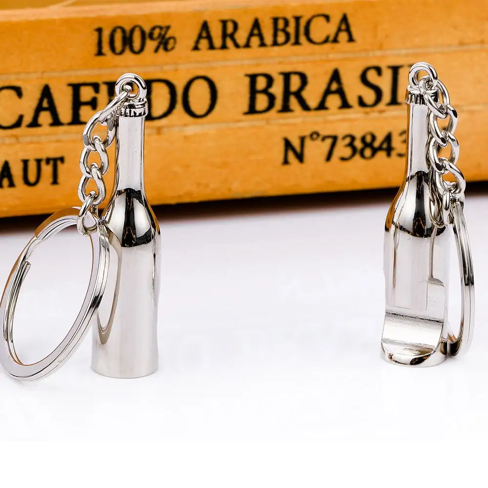 Outdoor Zinc Alloy Travel Wine Bottle Shaped Key Chain Opener Key Ring