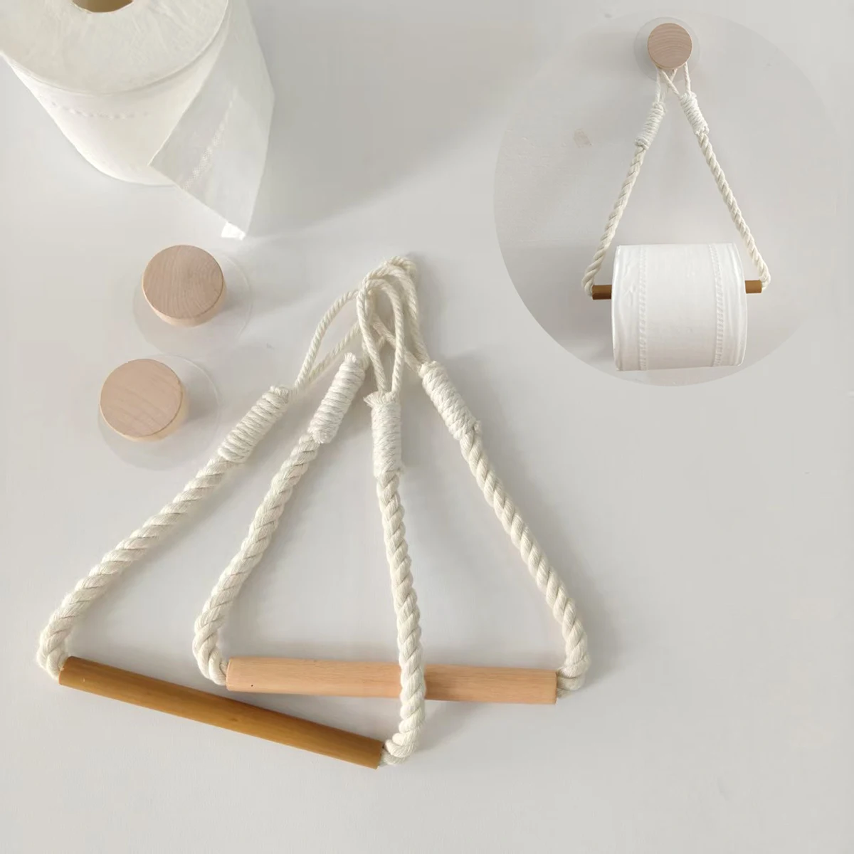 Toilet Paper Holder Wall Mounted Washroom Bathroom Accessories Wooden Rolling Paper Tissue Holder for Toilet Towel Rack