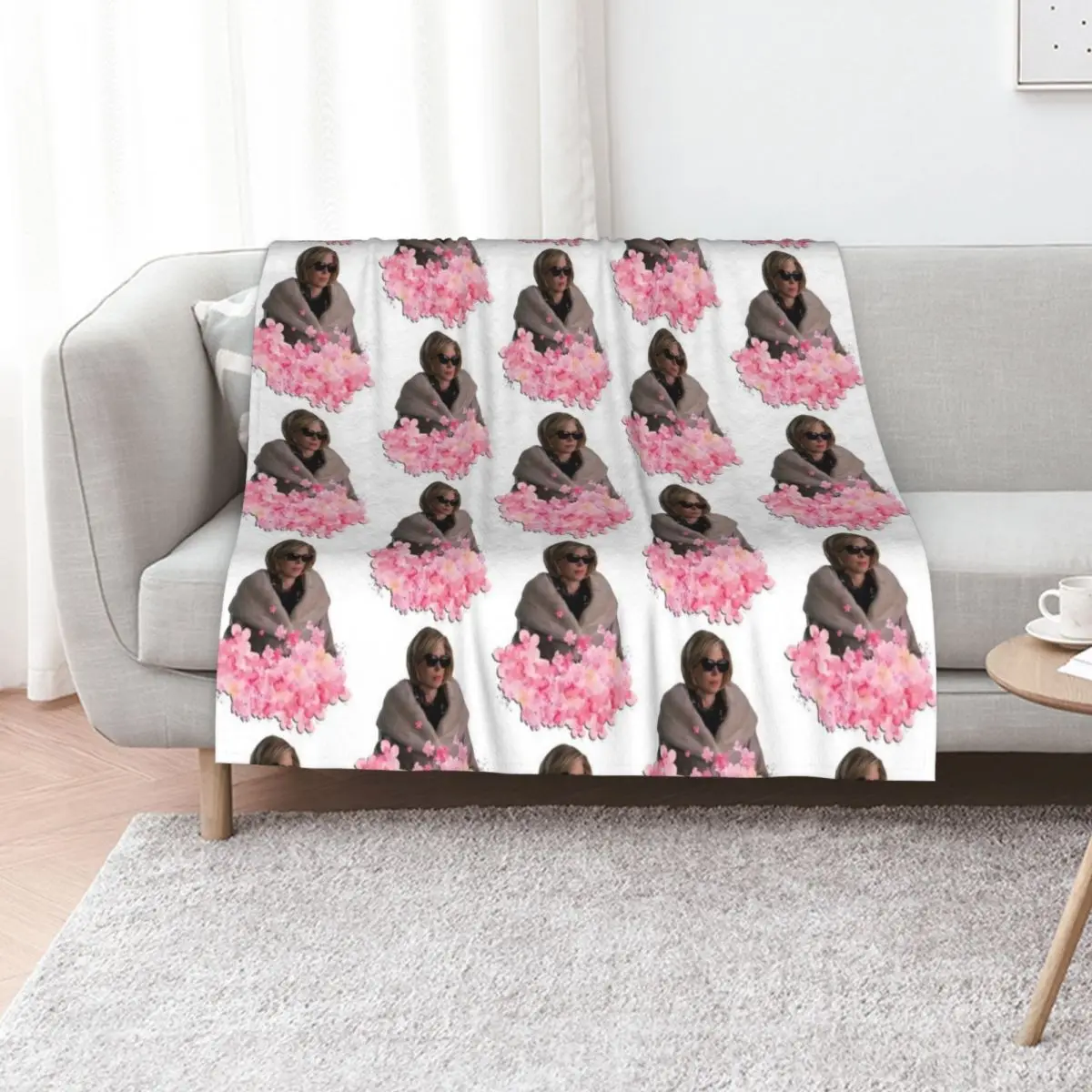 Christine Baranski Pink Floral Throw Blanket Moving Furry cosplay anime Luxury Decorative Throw Single Blankets