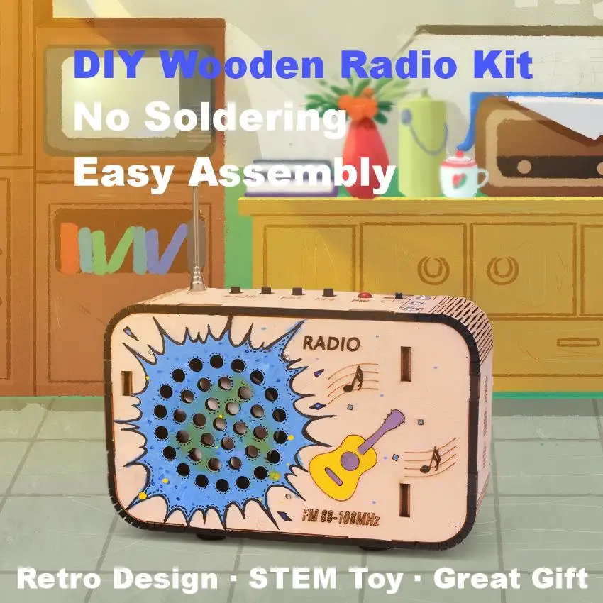 

Wooden DIY Radio Kit for Kids – STEM Educational Toy, Build Your Own FM Radio with Adjustable Antenna, Learn Electronics & Sold
