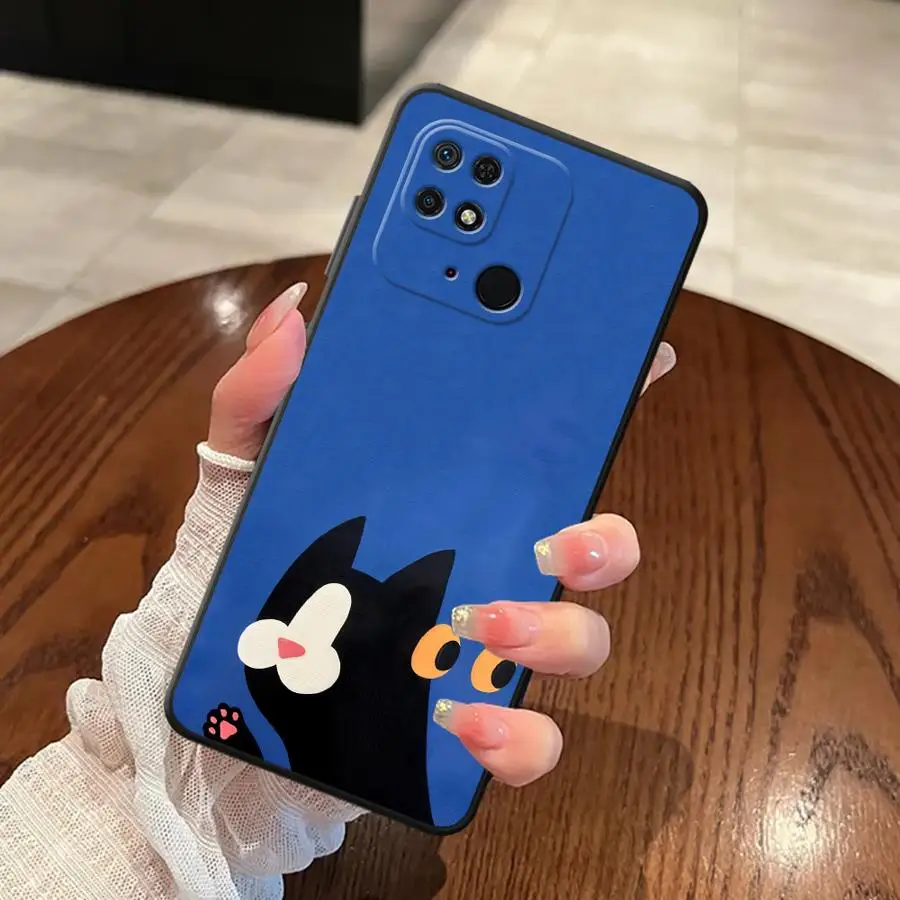 حافظة لهاتف شاومي ريدمي 10 K40 K50 Gaming 9A 9C K60 9T A1 A2 Plus 13C 12C 12 A5 غطاء خلفي ناعم قطة سوداء لطيفة #5