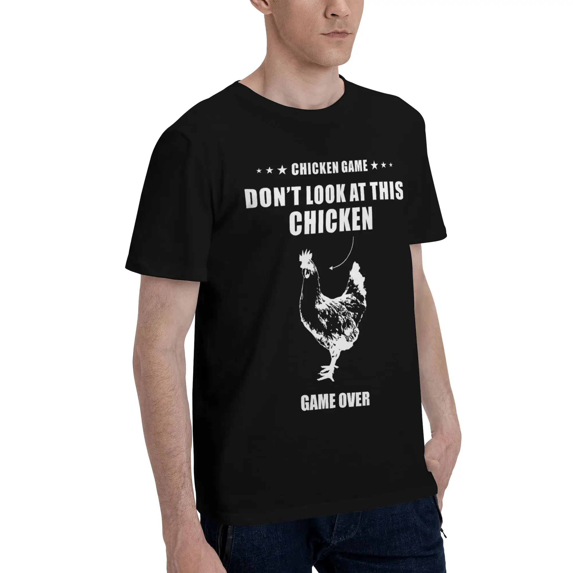 Chicken Game Dont Look At The Chicken Graphic Printing T Shirt for Men Women  Pure Cotton  Tee Shirt Clothes
