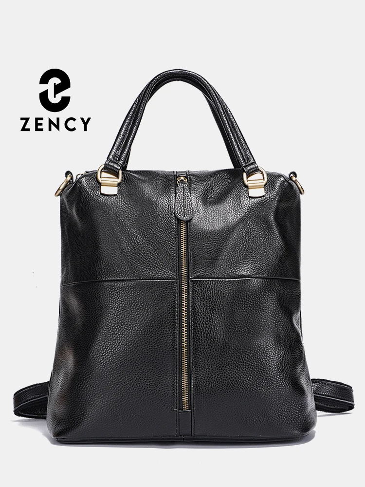 Zency Vintage Women\'s Genuine Leather Outdoor Backpacks Anti-Theft Large School Bag Designer Travel Satchel Shoulder Crossbody