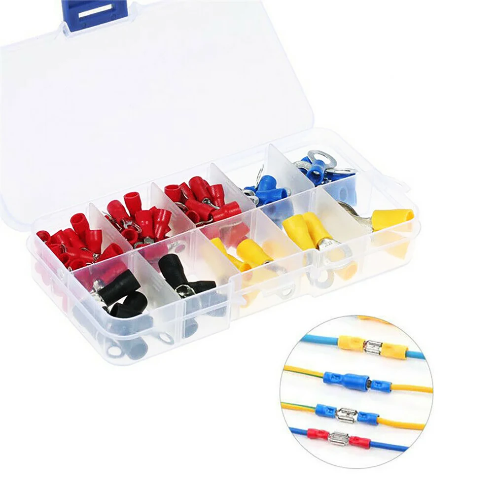 102PCS Insulated Tinned Copper O-Type Wire Crimp Connector Kit Set With Box 0.5-6mm²(22-10AWG) Cable Electrical Connector