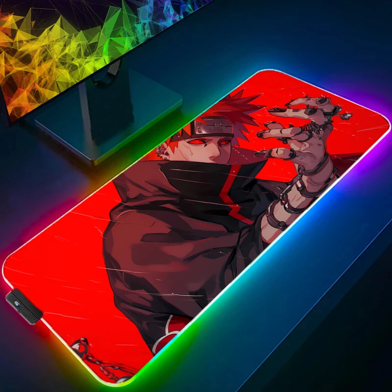 

NARUTO Sasuke LED Mouse pad Computer Laptop Anime Keyboard RGB Mouse Mat Non-Slip Mousepad Keyboards Gamers Backlight Desk Mat