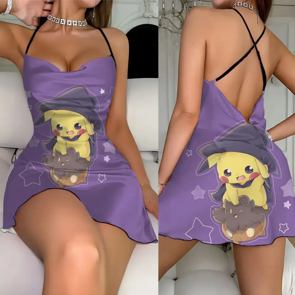 Sexy Dresses Pikachu Element Print Elegant Party Dresses 2024 Dress Clothing Female Fashion Summer Women's