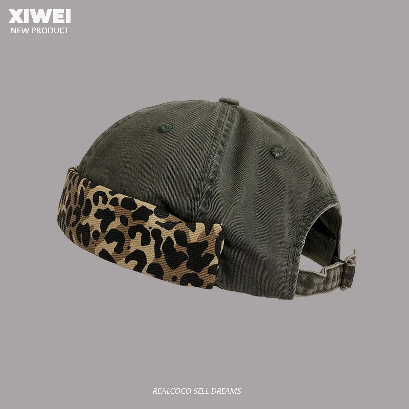 American Retro Leopard Print Yuppie Melon Fur Hats for Men and Women in All Seasons Street Trend Versatile Casual Beanies Cap