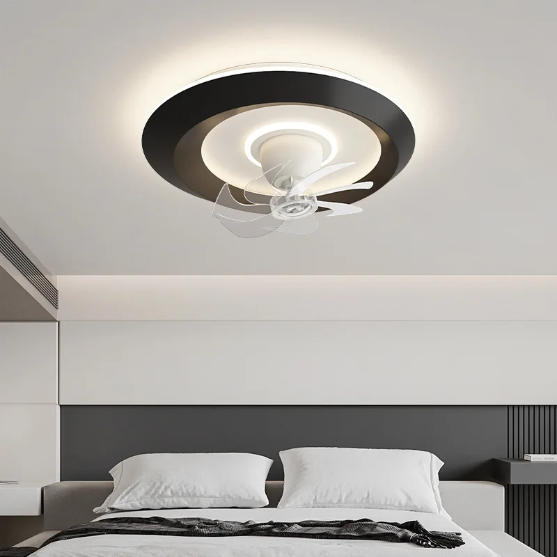 Bedroom Ceiling Fan Lights with Adjustable Head Modern Intelligent Ultra-thin Dining Room Master Bedroom Art Fan Lamps Fixtures