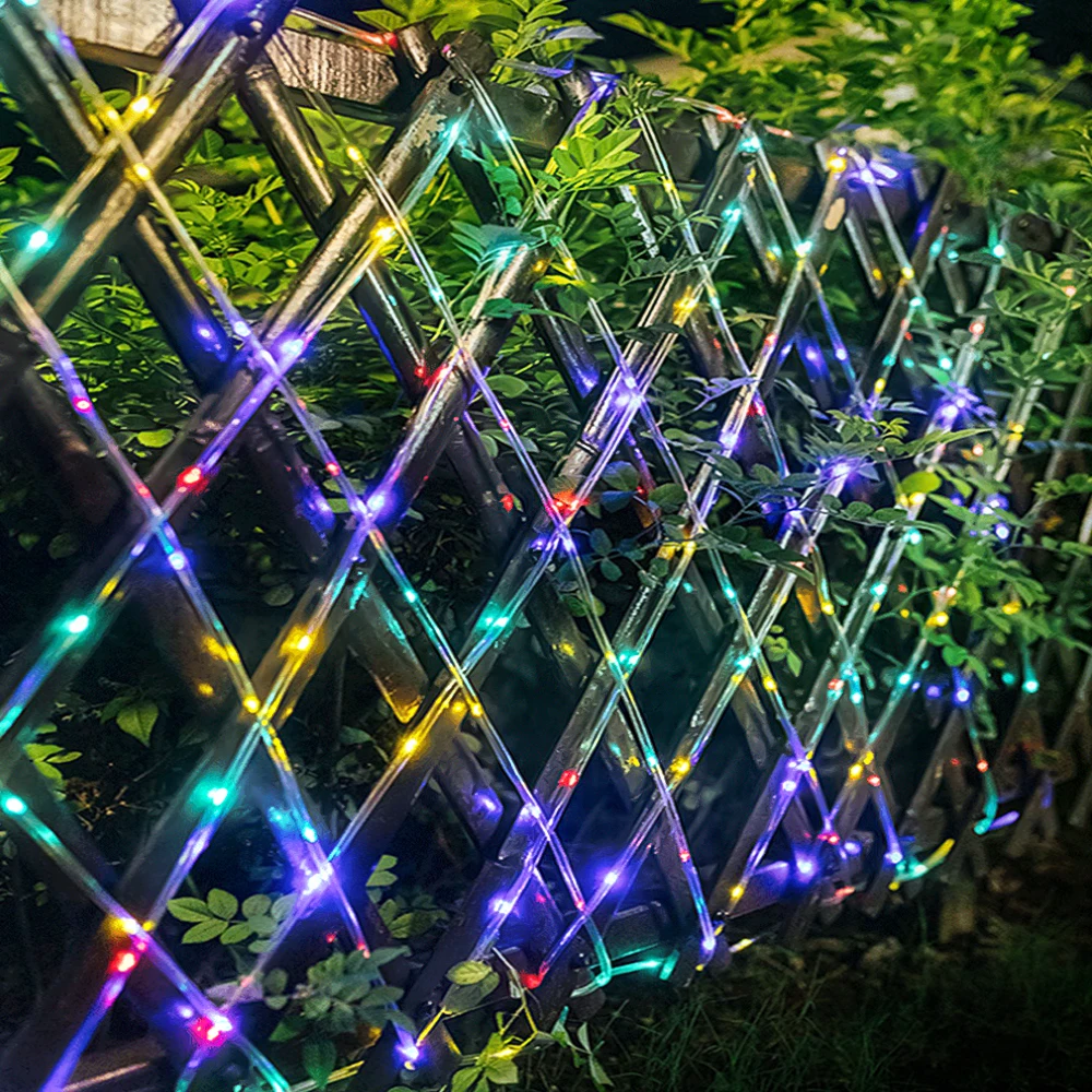 

LED Solar Tube Light 10M RGB Pvc Holiday Party Christmas Wedding Light net LED lights