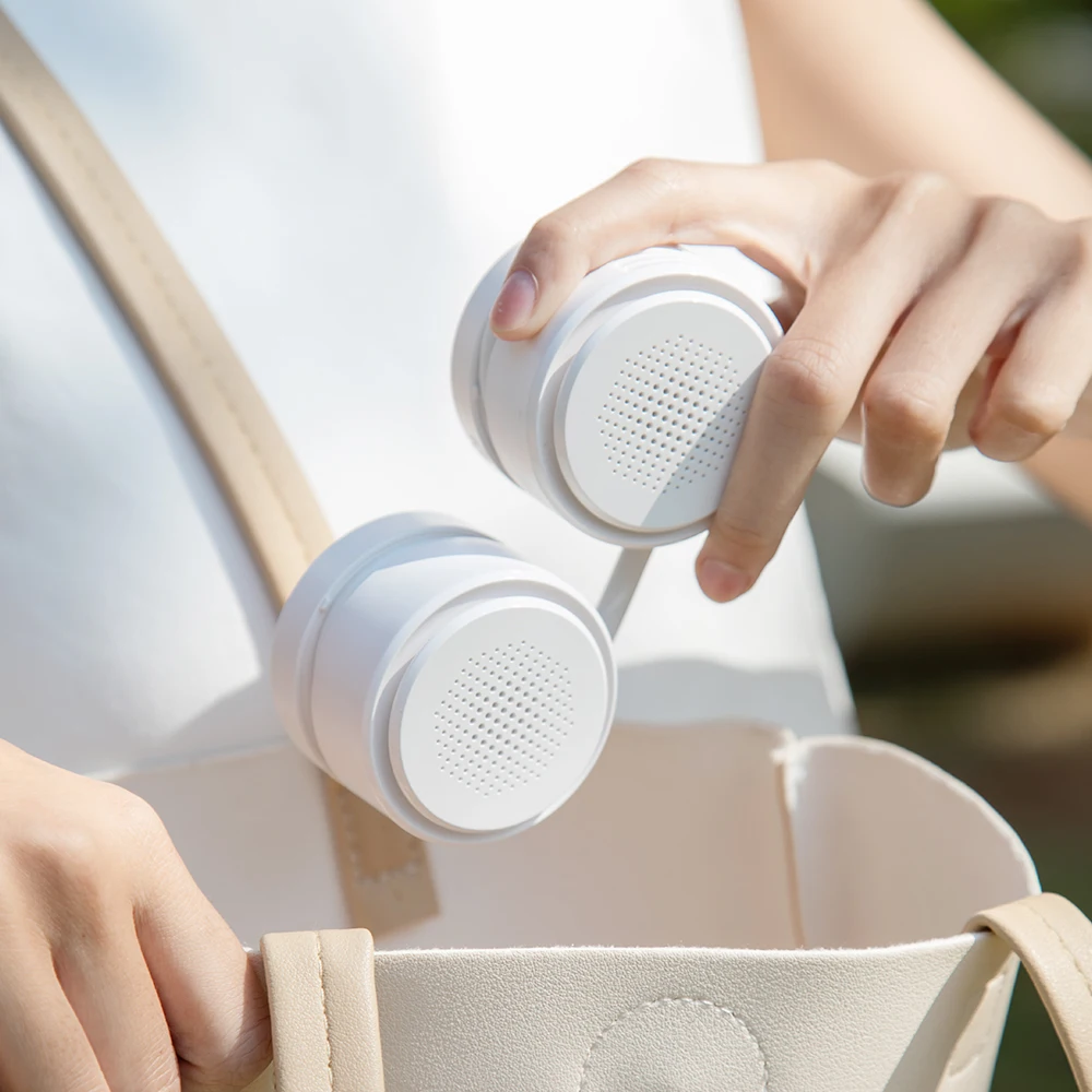 

USB Rechargeable Electric Fan Portable Mini Cooler Gale Bladeless Neck Suspension Fan Gadget