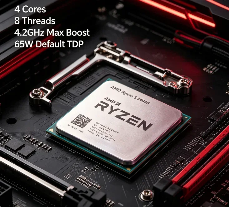 Nouveau processeur AMD R5 3400G débloqué PBO 4 cœurs 8 threads 4,2 GHz avec Vega 11 intégré sans GPU dédié pour les jeux en ligne courants