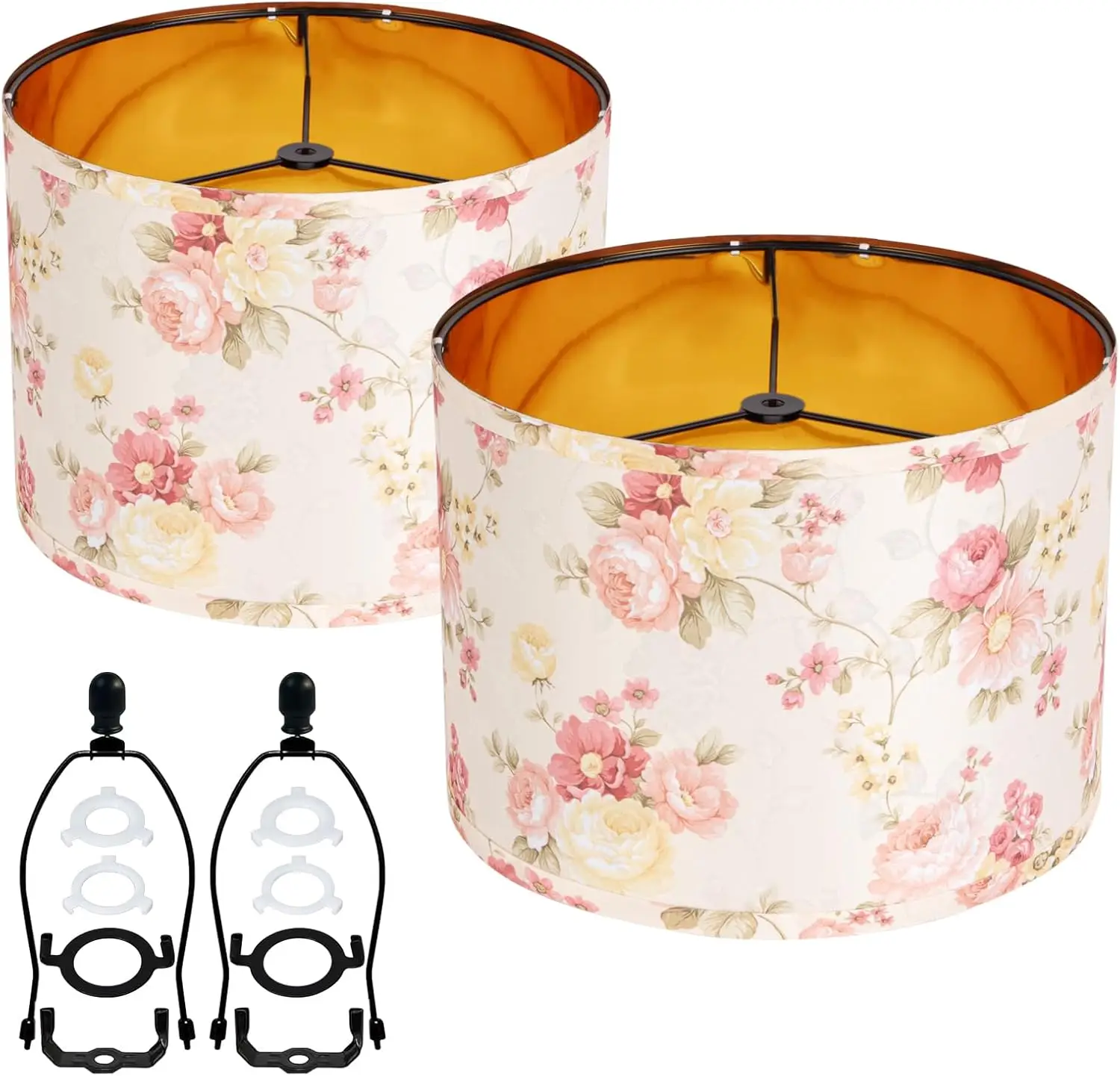 

Pink Weaving Decorative Large Medium Lampshades Set of 2 Fabric Shades,Drum 12 Inches For Table Lamp, Floor Lamp, Pendan
