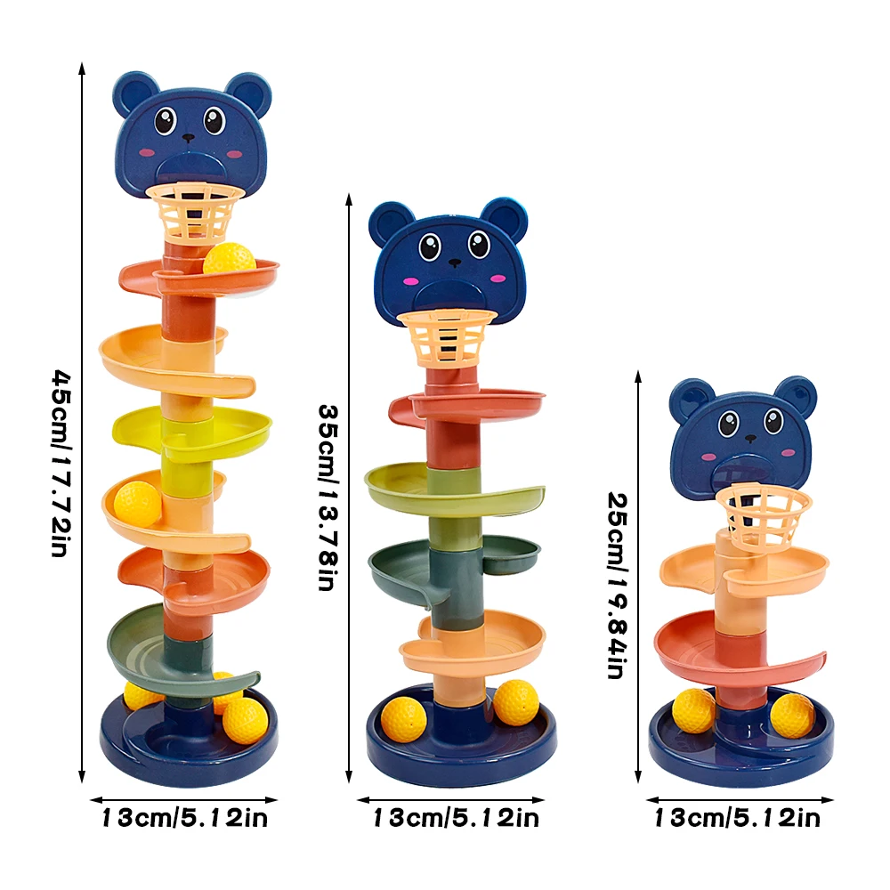 Baby Rotating 3/5/7-story Track Stacked Montessori Rolling Ball Tower Early Parent Child Education Interactive Toy Gift