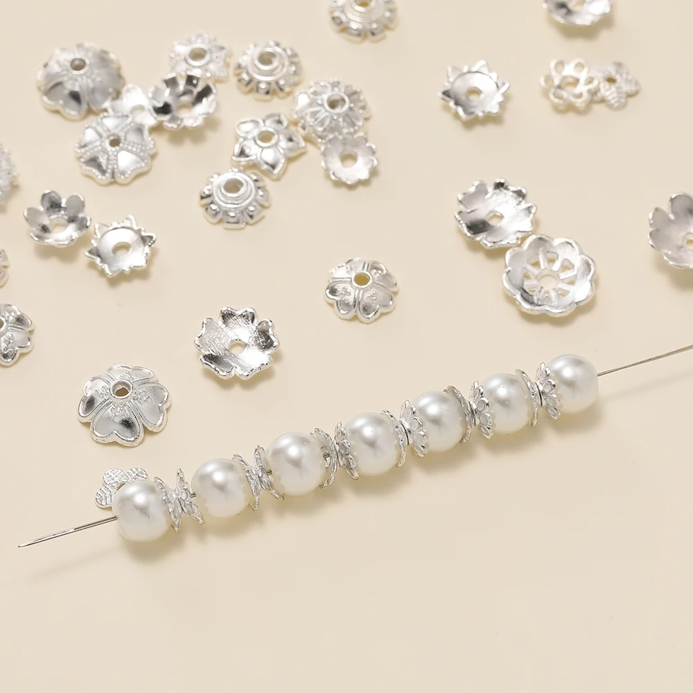 50 قطعة سبائك زهرة شكل الخرز نهاية غطاء الجوف زهرة معدنية خرزة ساحرة قبعات ل سوار ذاتي الصنع قلادة صنع المجوهرات اكسسوارات #3