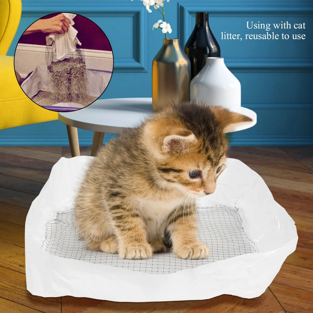 Pet Cat Feces Filter Net Cats Litter Sifting Tray Elastic Kitten Poop Strainer Cat Litter Box Liners Litters Scoop Bag