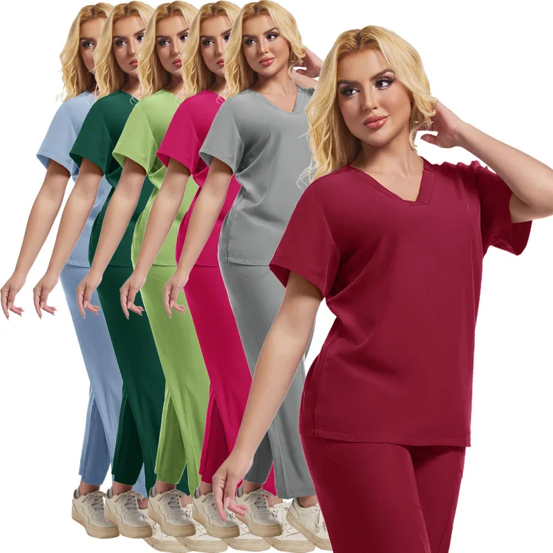 

Unisex Medical Uniforms Men Women Nursing Clothes Lab Beauty Costume Nurse Scrubs Set Doctor Dentist Workwear Clinical Top Pants