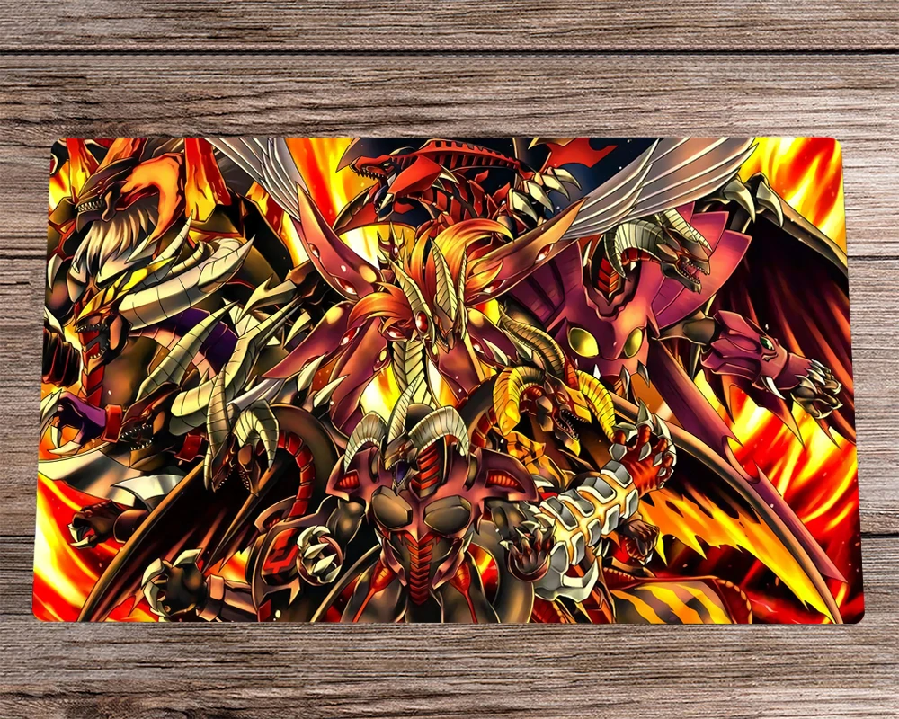 YuGiOh Playmat Red Dragon Archfiend Knight CCG TCG Playmat Trading Card Game Mat & Free Bag Rubber Desk Mat Pad Mousepad 60x35cm