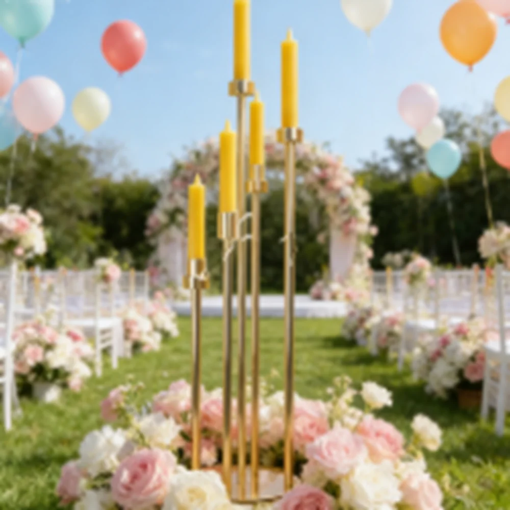 

конический подсвечник подсвечник золотой подсвечник золотой подсвечник украшения подсвечники свадебные центральные украшения стол