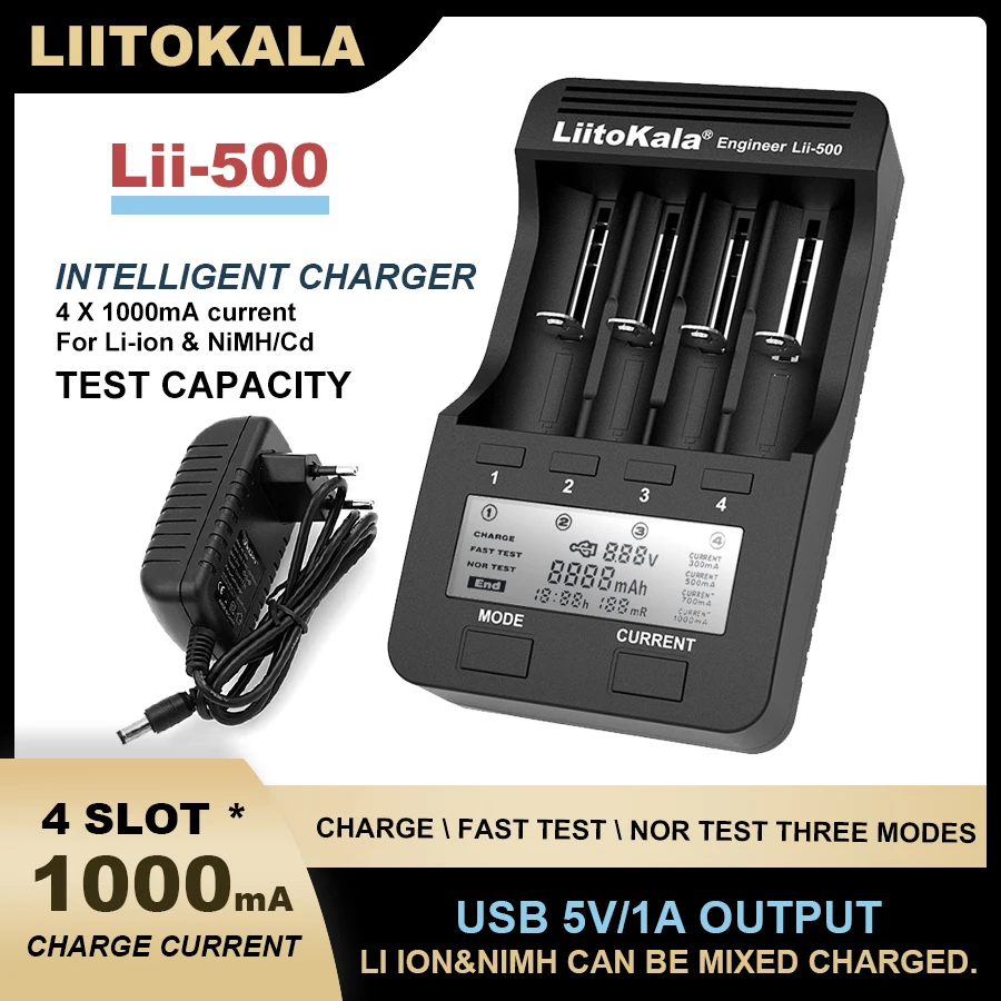 1-5PCS Liitokala Lii-500 LCD 3.7V 18650 18350 17500 16340 18500 21700 14500 26650 AA NiMH Lithium-Battery Charger Shipment