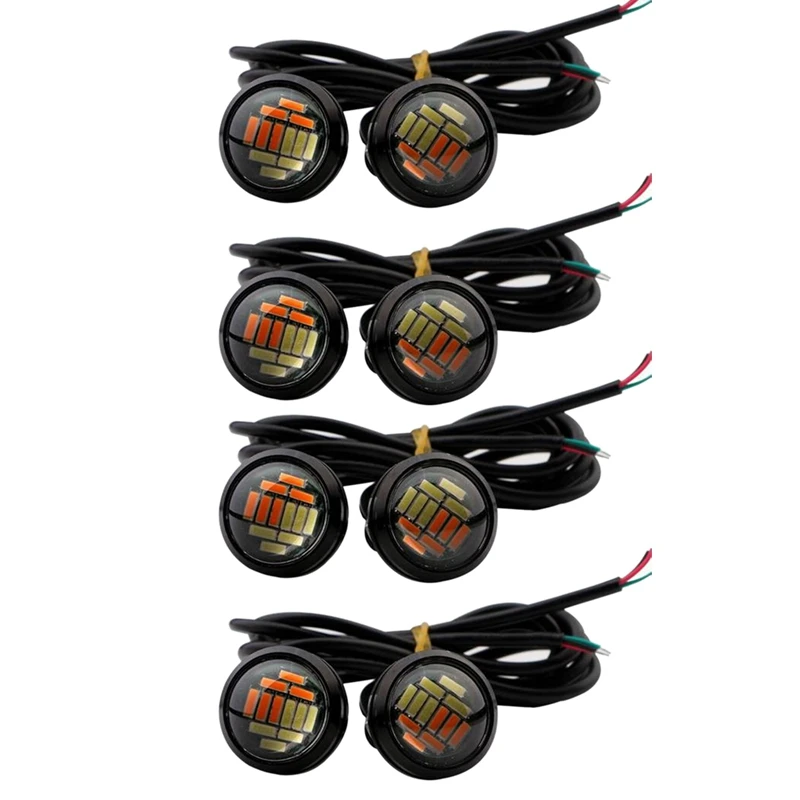 8 Pcs Car 12V 23Mm Dual Color Switchback 4014 12 Led Drl Eagle Eye Daytime Light