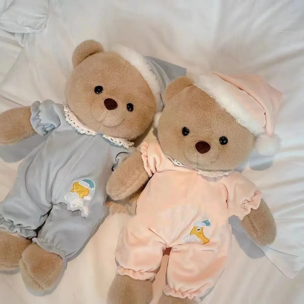 60cm 고품질 카와이 파자마 베어 봉제 인형 핑크 블루 파자마 굿 나이트 베어 봉제 인형 소년과 소녀가 잠을 잘 수 있도록 동행