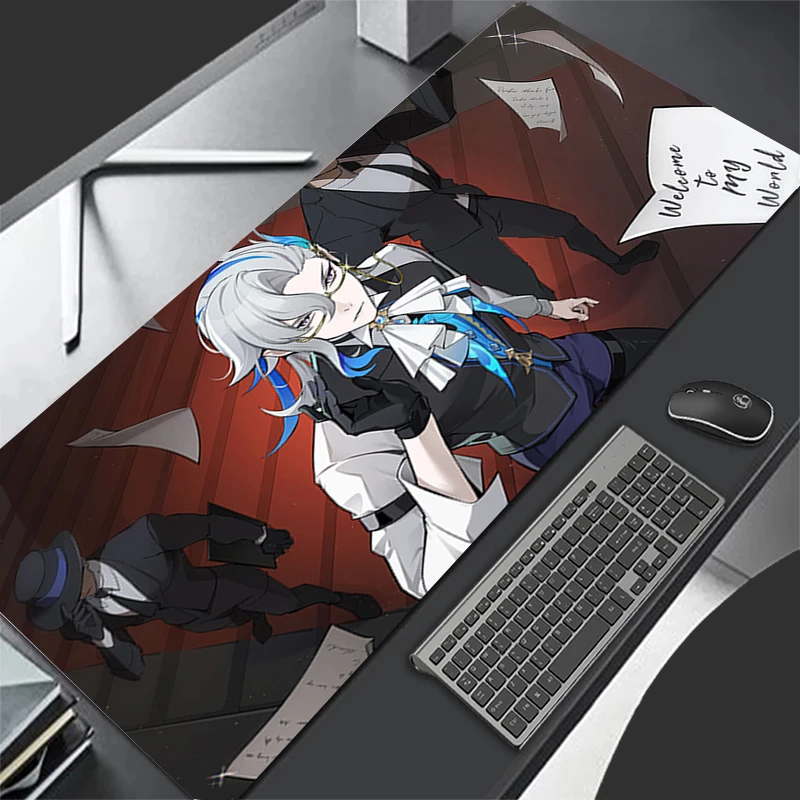 マウスパッドパターン HD マウスパッドデスクマットコンピュータゲーム G-genshin Impact Neuvillette キーボードパッドラバーマットノンスリップマウスマット