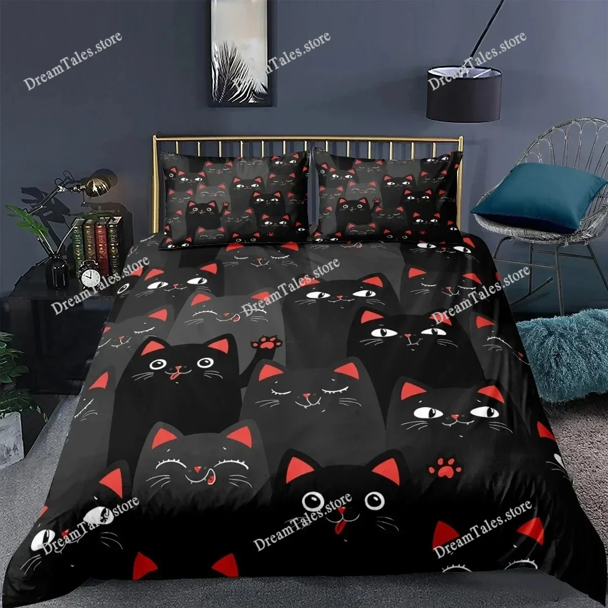 3D Printing Cat Cartoons Bedding Set Duvet Cover Bed Set Quilt Cover Pillowcase Comforter King Queen Size Boys Adult Bedding369