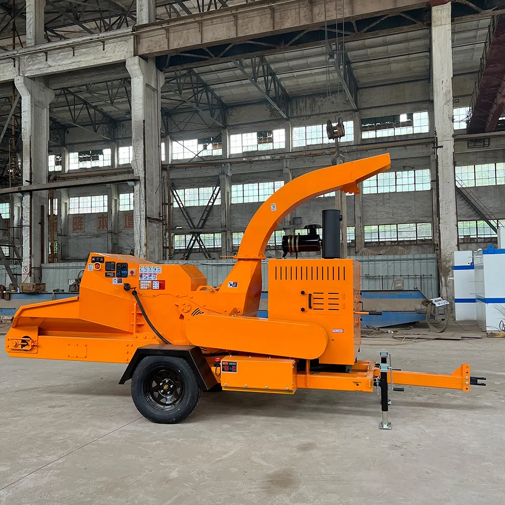 Forestry Wood Chipper Tree Branch Shredder Heavy Duty Wood Crusher Customized Hydraulic Outfeed Chute for Pile Direction Control