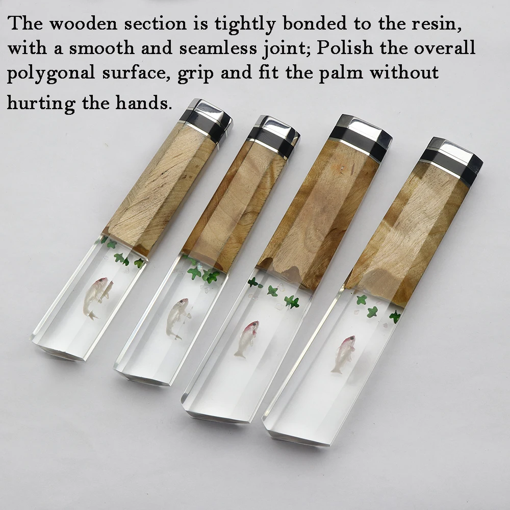 JUMCSONG Kitchen Knife Handle DIY Assembly Kiritsuke Knife Chef Knife And Utility Knife Accessories Semi Finished Maple Handle