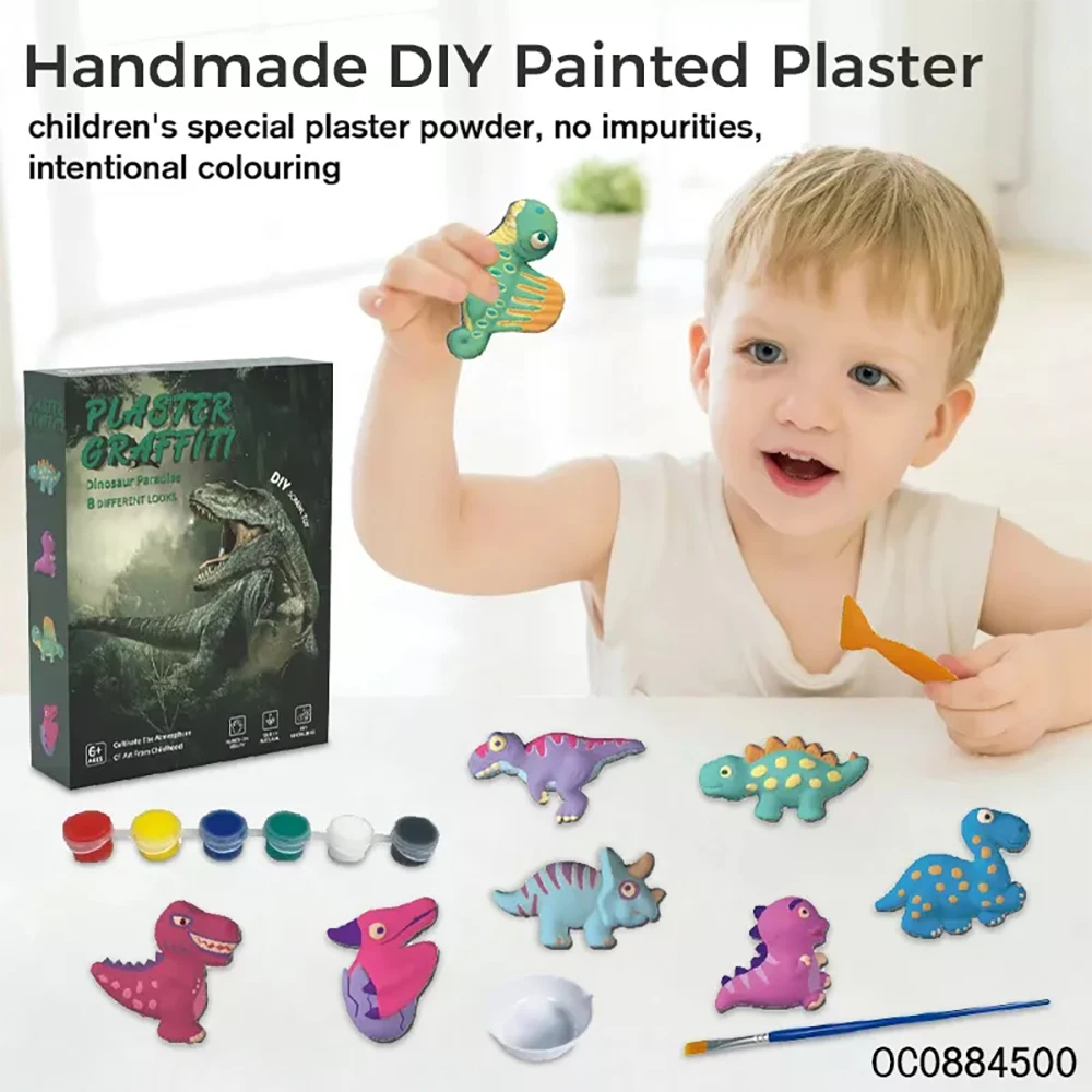 Bambola dipinta in gesso fai-da-te Kit da colorare per pittura embrione bianco Giocattolo per dinosauri per bambini, Regali di compleanno per ragazzi e ragazze per bambini dai 3 anni in su