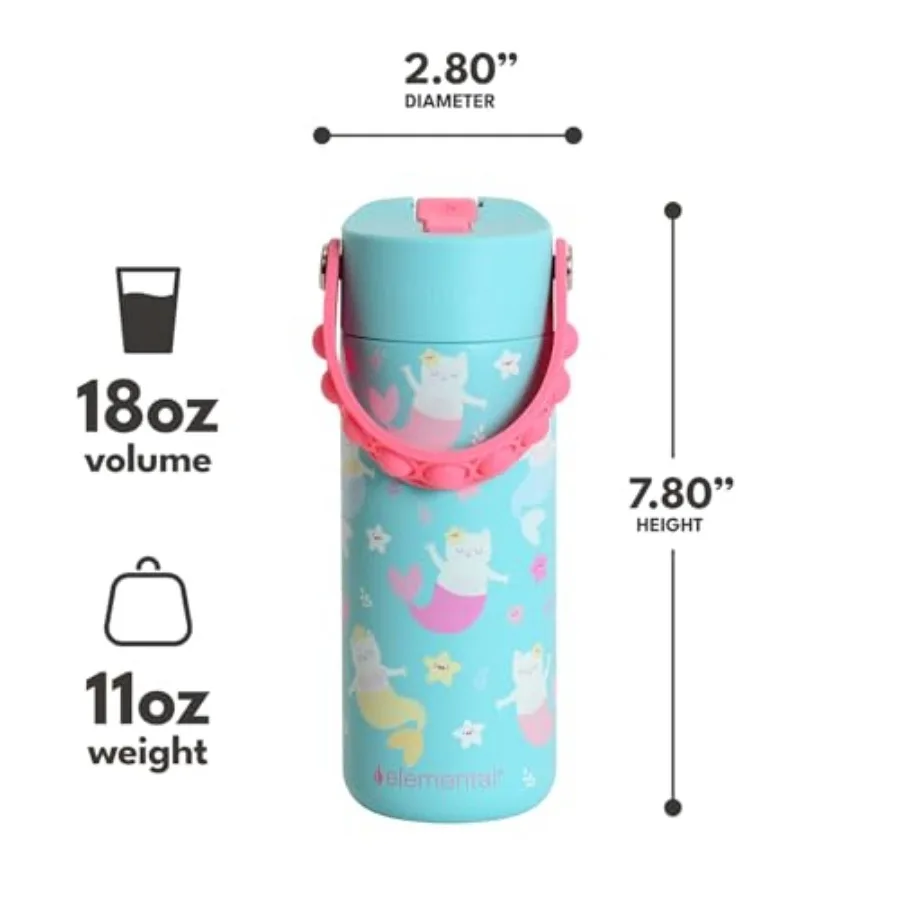 100% Leak Proof When Spout is Closed Insulated Water Bottle, Stainless Steel Bottle for School with Straw Lid and Pop-It Handle
