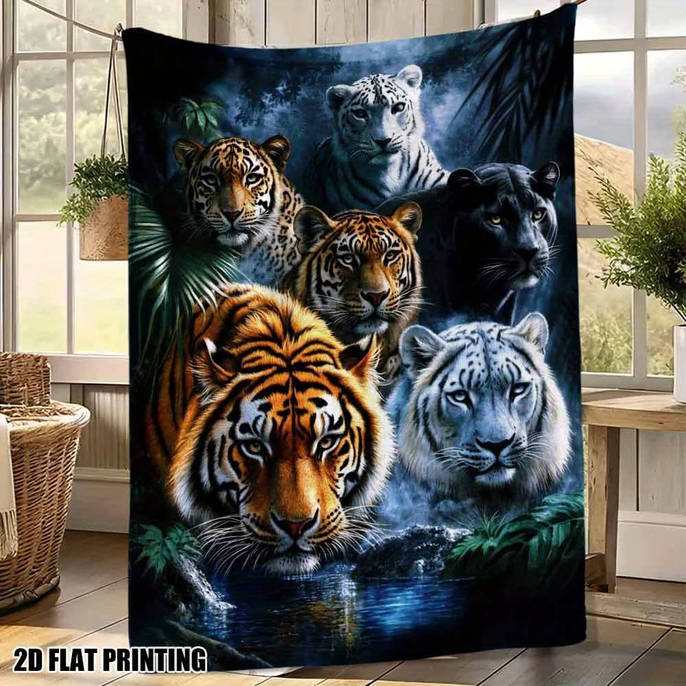 Luxury Realistic Tiger Jungle Wildlife Big Cat Print Throw Blanket  Decor Home Gift 150x200cm