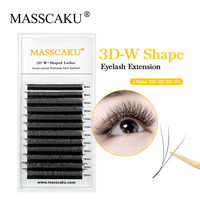 MASSCAKU WW shape hand waved 3D 4D 5D 6D premade volume fans eyelash comfortable matte individual eyelash extensions supplies