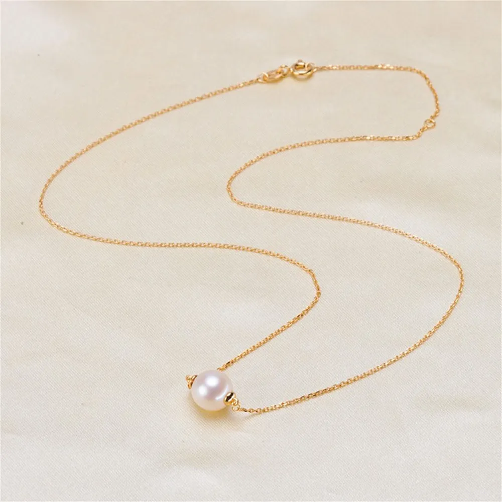 DIY Accessories Pearl Pendant Set Chain Empty Tray S925 Sterling Silver Road Pass Pendant with Chain Fit 7-12mm L007