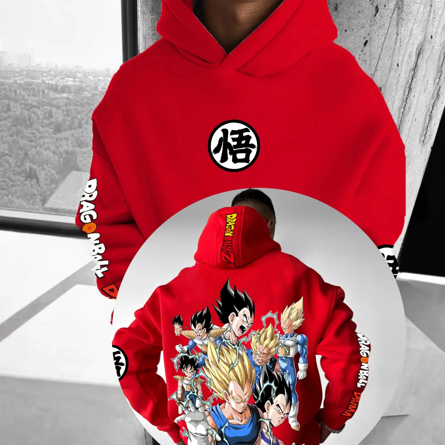 Dragon Ball Jesień i Zima Japońska Animacja Hot-blooded Klasyczne Postacie Wygodne Bluzy z Kapturem dla Kobiet i Mężczyzn Par
